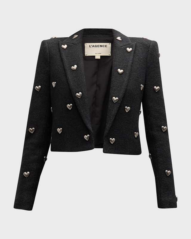 Jen Cropped Blazer with Hearts